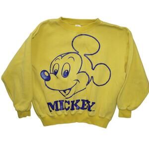 Vintage Mickey Mouse Sweatshirt Yellow Blue Graphic – Youth L / Women’s XS-S